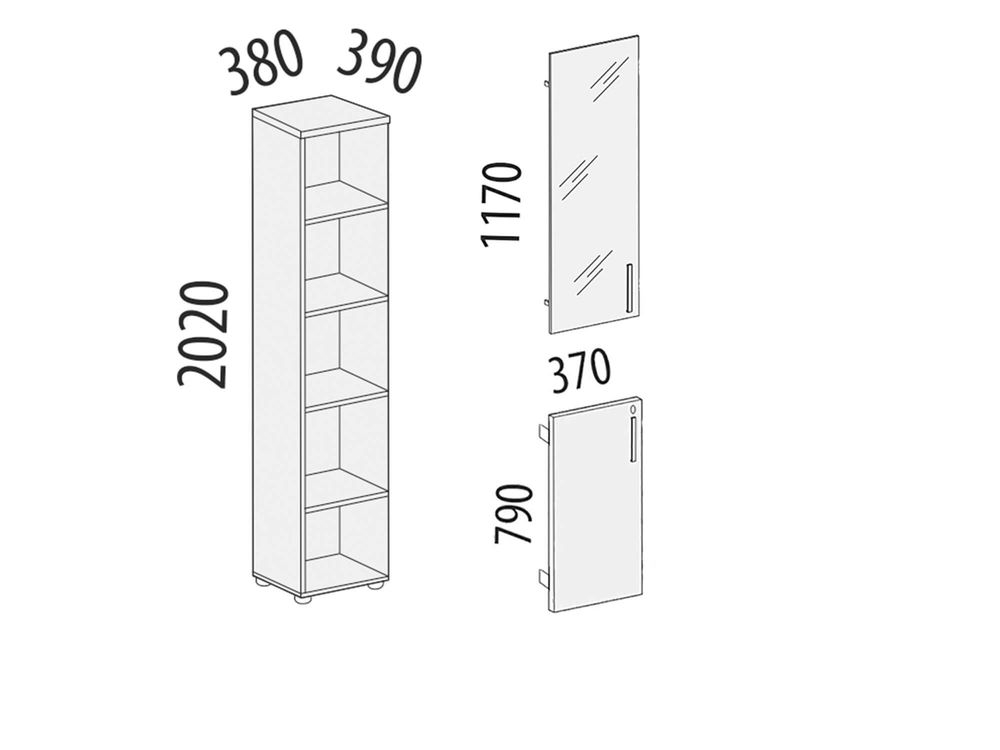 Стеллаж закрытый Альфа 61 139 Ольха