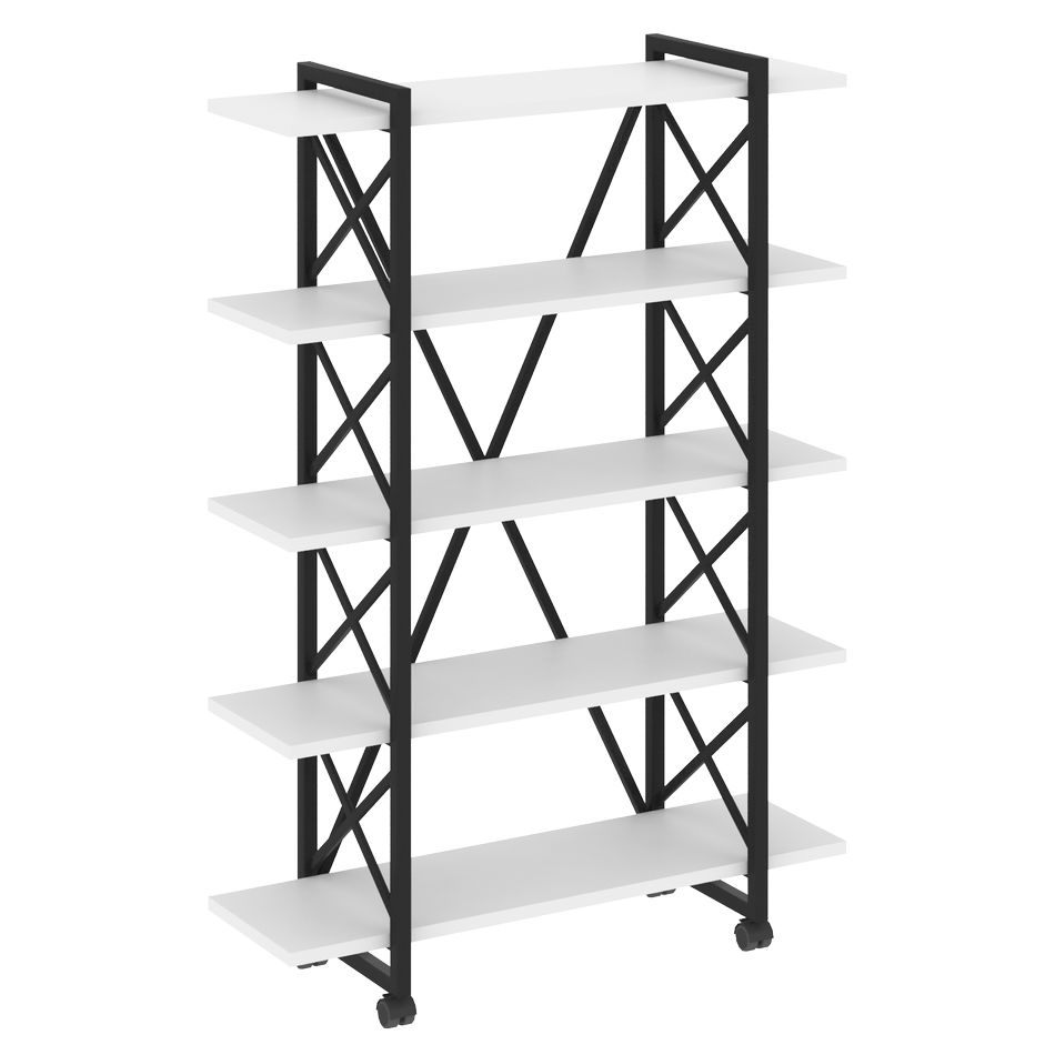 Стеллаж на колесных опорах - 5 полок LOFT VR.L-MST.K-5.8V Металл черный Белый Бриллиант