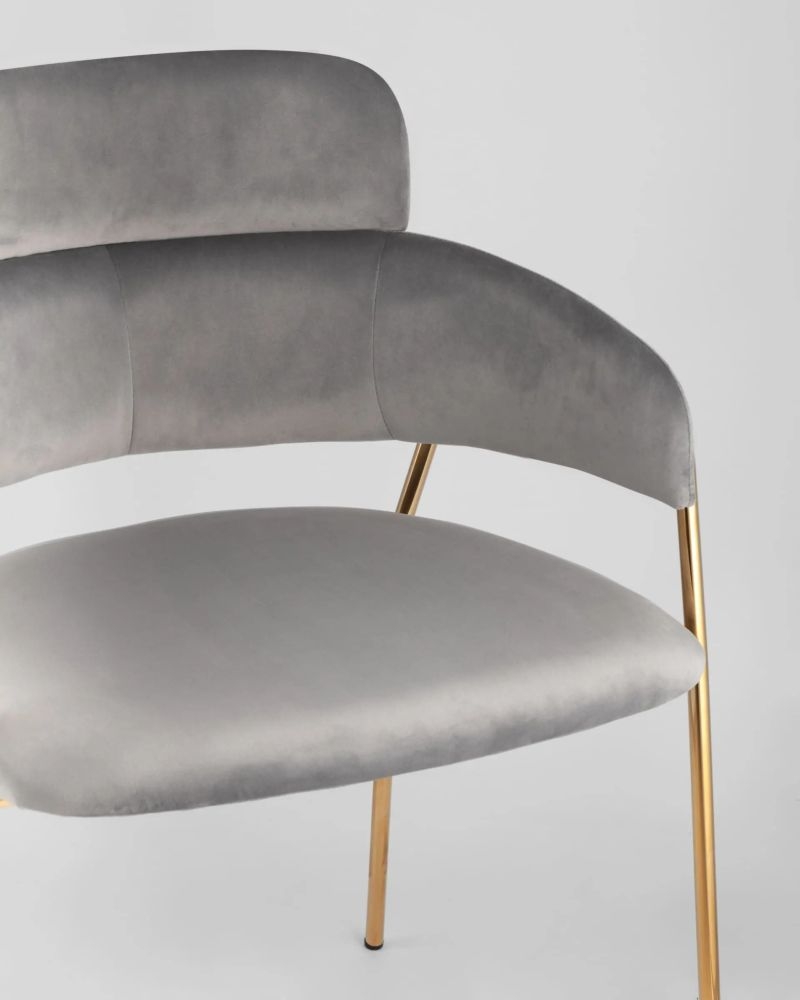 Стул Полин светло-серый 2 шт. с золотыми ножками