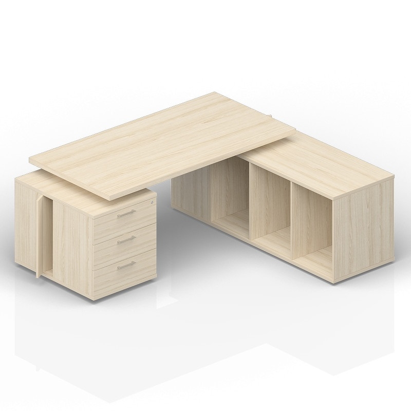 Стол на опорной сервисной тумбе и опорной сервисной тумбе Norman 3 ящика (правый) 180х180х73.5 Венге