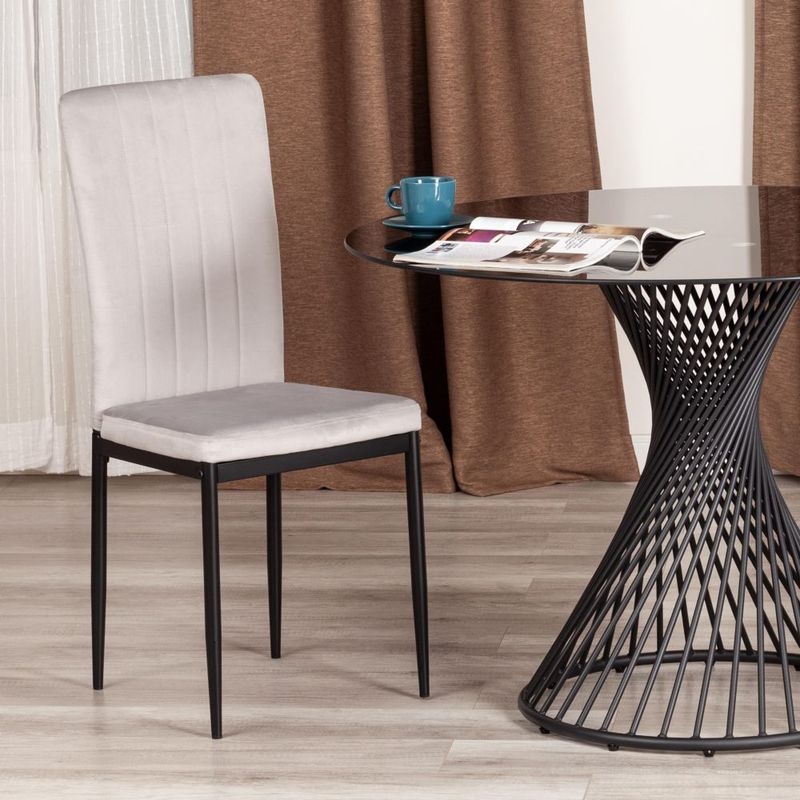 Стул VERTER (mod. 37-1) металл, вельвет, 47,8 х 41,5 х 97 см, Light grey (светло-серый) HLR14 / черный