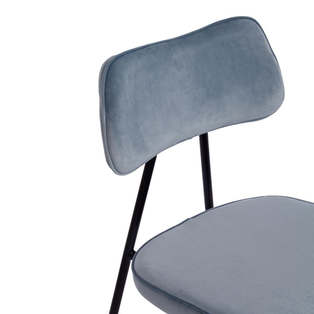 Стул SILVIA (mod. 0139124) / 1 шт. в упаковке металл/вельвет, 46,5х59х82,5 см, голубой S108 (SILVER BLUE 74)/черный