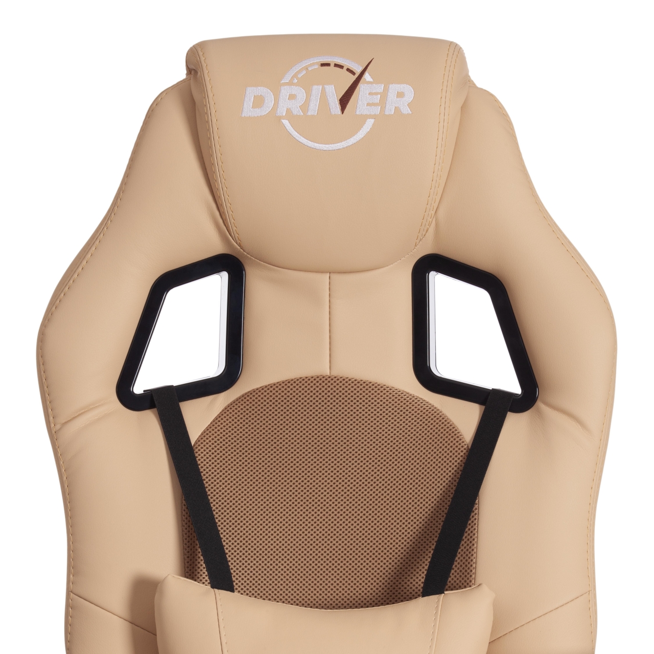 Кресло DRIVER (22) кож/зам/ткань, бежевый/бронза, 36-34/TW-21