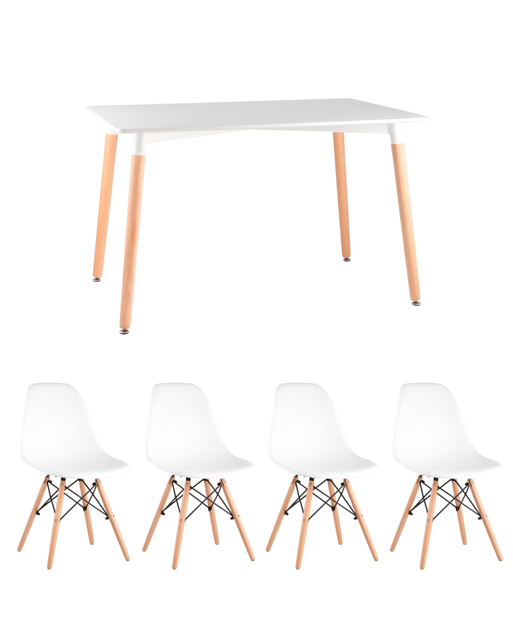 Обеденная группа стол Oslo 120x80, стулья Eames DSW Белые