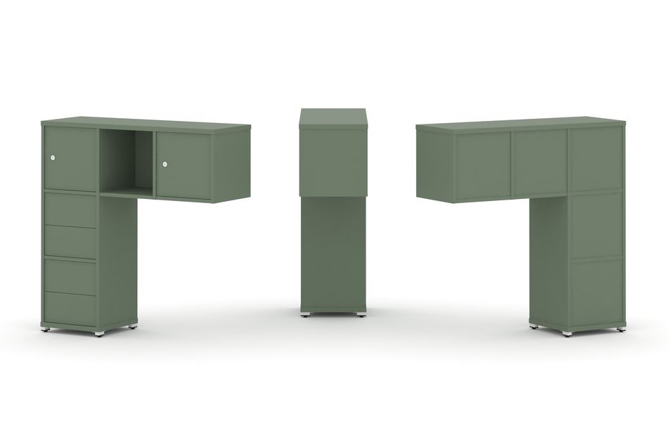 Надставка на стол низкая односторонняя + задняя стенка (5шт.) + блок с 2-мя ящиками (2шт.) + распашной фасад (2 шт.) CONCEPT CN.ONN-004 Кобо Белый металл