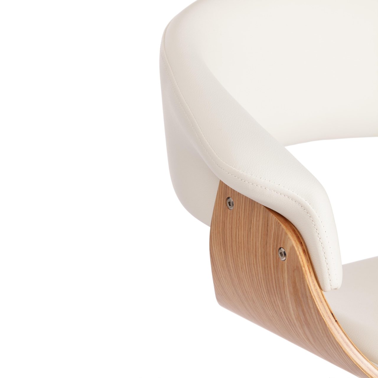 Барный стул VIMTA (mod.4021S) металл/дерево/экокожа, 60х51х91,5-112,5 см, высота сиденья 61,5-82,5 см, белый/натуральный/хром