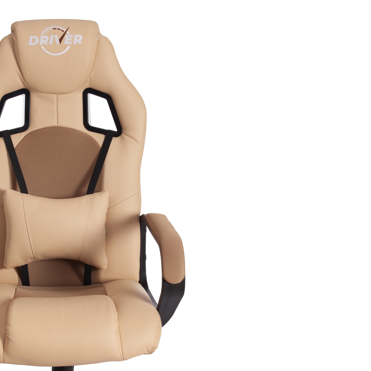Кресло DRIVER (22) кож/зам/ткань, бежевый/бронза, 36-34/TW-21