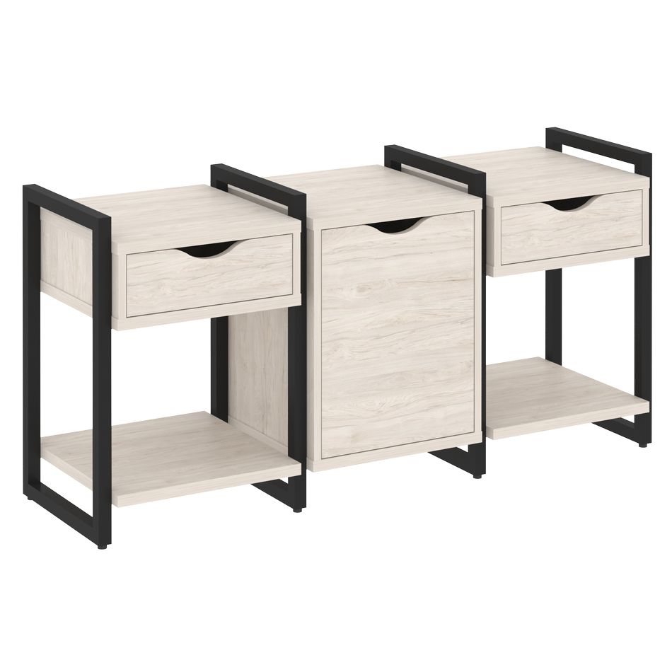 Тумба на регулируемых опорах наборная. Вариант №6 LOFT VR.L-TN-6.O Металл черный Денвер светлый