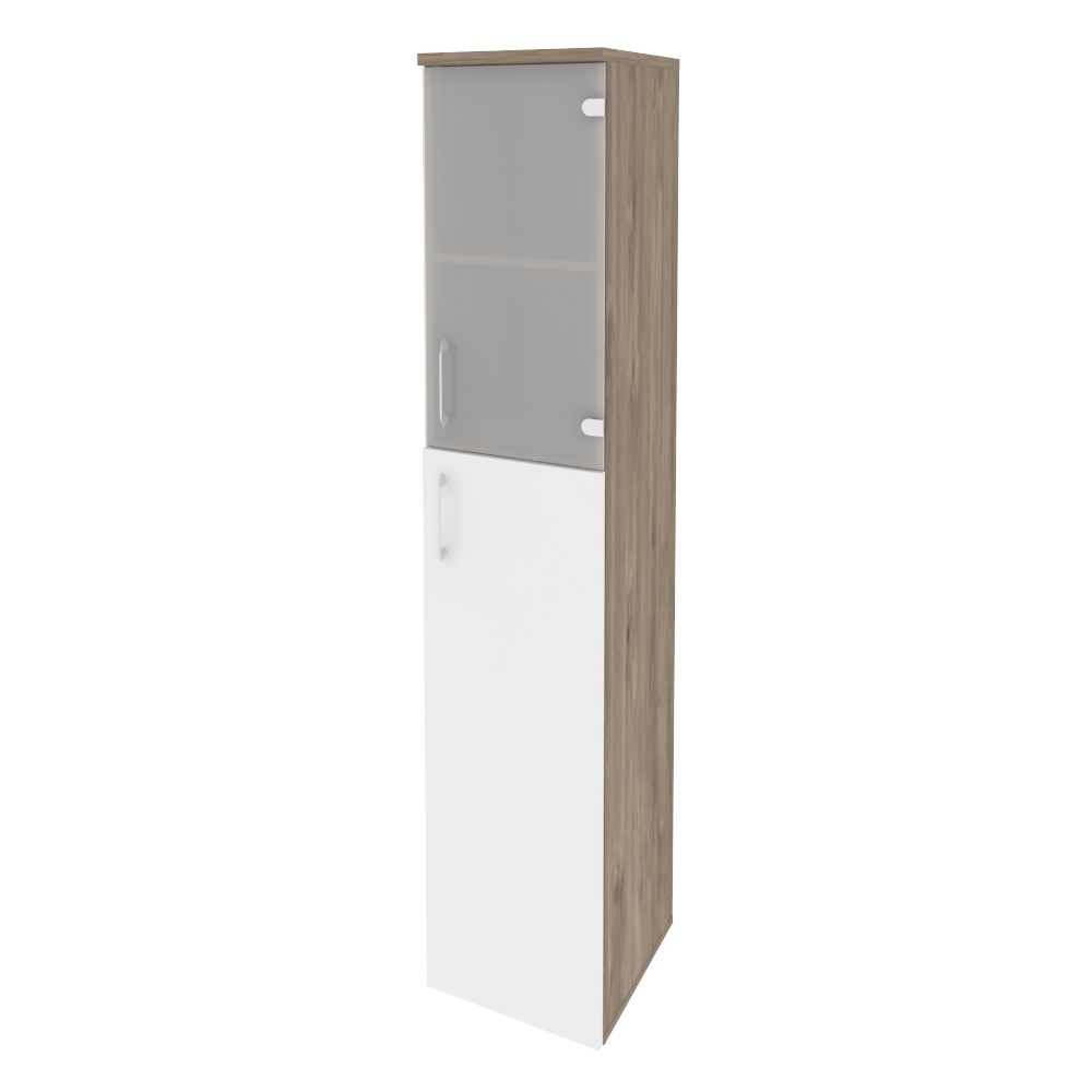 Шкаф высокий узкий правый ONIX O.SU-1.7(R) Тиквуд Темный/Белый