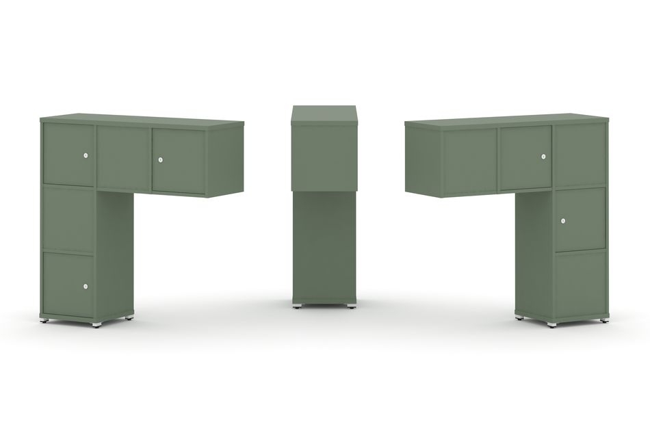 Надставка на стол низкая двухсторонняя + задняя стенка (5 шт.) + распашной фасад (5 шт.) CONCEPT CN.DNN-007 Кобо Белый металл