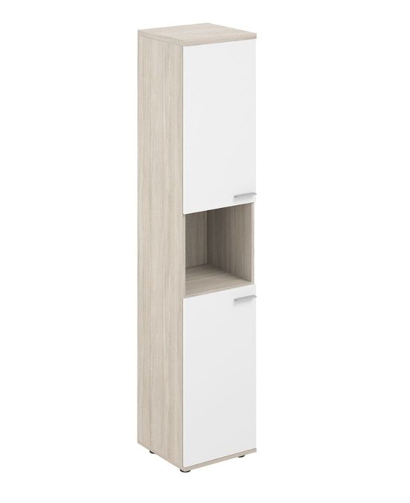 Шкаф высокий левый с нишей Sigma SG.866.OL.WH.WH.L Дуб светлый Белый