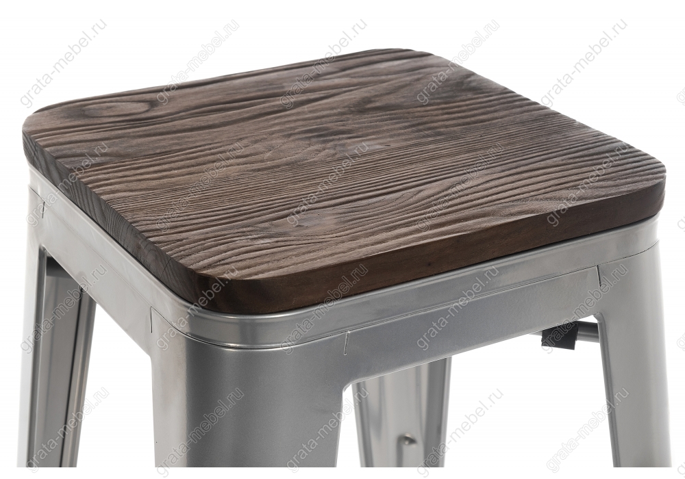 Барный стул Tolix Bar wood CColl T-2103B-26 alum / brown walnut