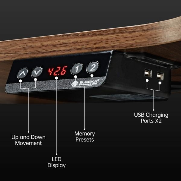 Стол для компьютера угловой (правый) c электрической регулировкой по высоте EUREKA ERK-L60R-WN