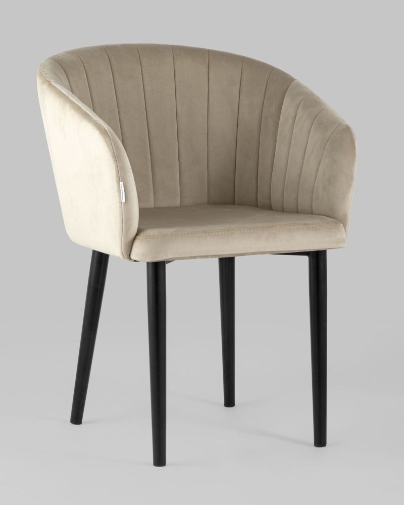 Стул с подлокотниками Нейтон велюр Бежевый