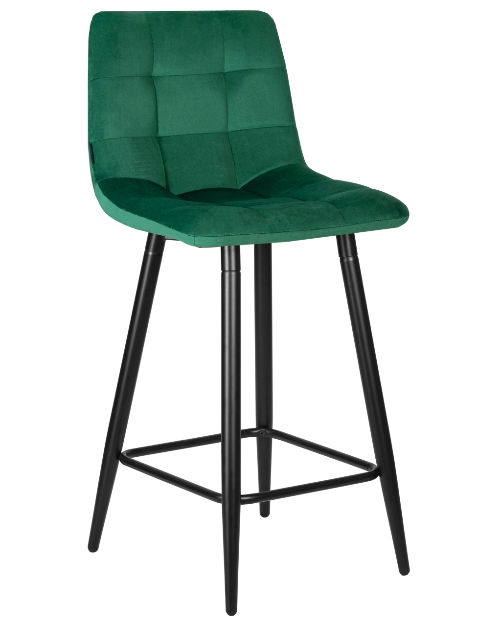 Стул полубарный DOBRIN OLIVIA (черные матовые ножки, зелёный велюр (108-64))