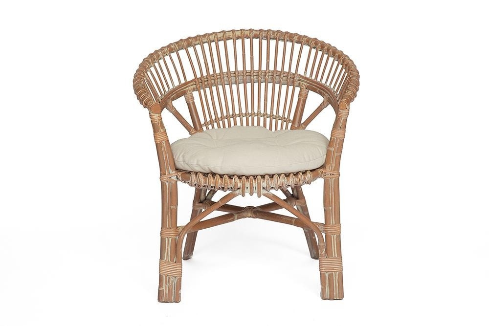 Кресло Secret De Maison Koln с подушкой, натуральный ротанг, 73*69*82 см, Натуральный + white wash