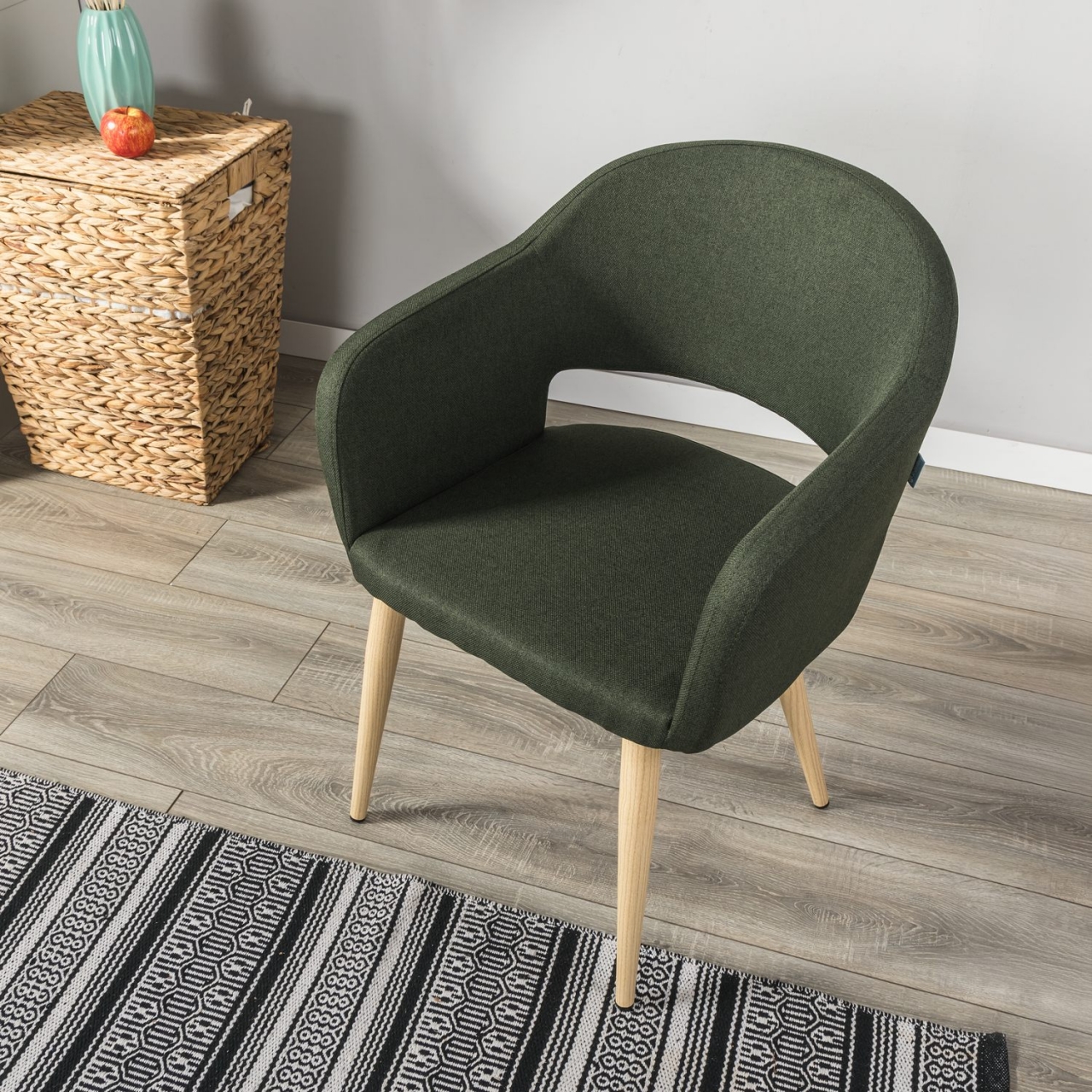 Кресло Oscar темно-зеленый/нат.дуб