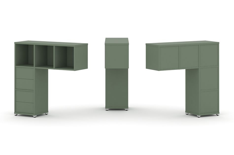 Надставка на стол низкая односторонняя + задняя стенка (5шт.) + блок с 2-мя ящиками (2шт.) CONCEPT CN.ONN-003 Кобо Белый металл