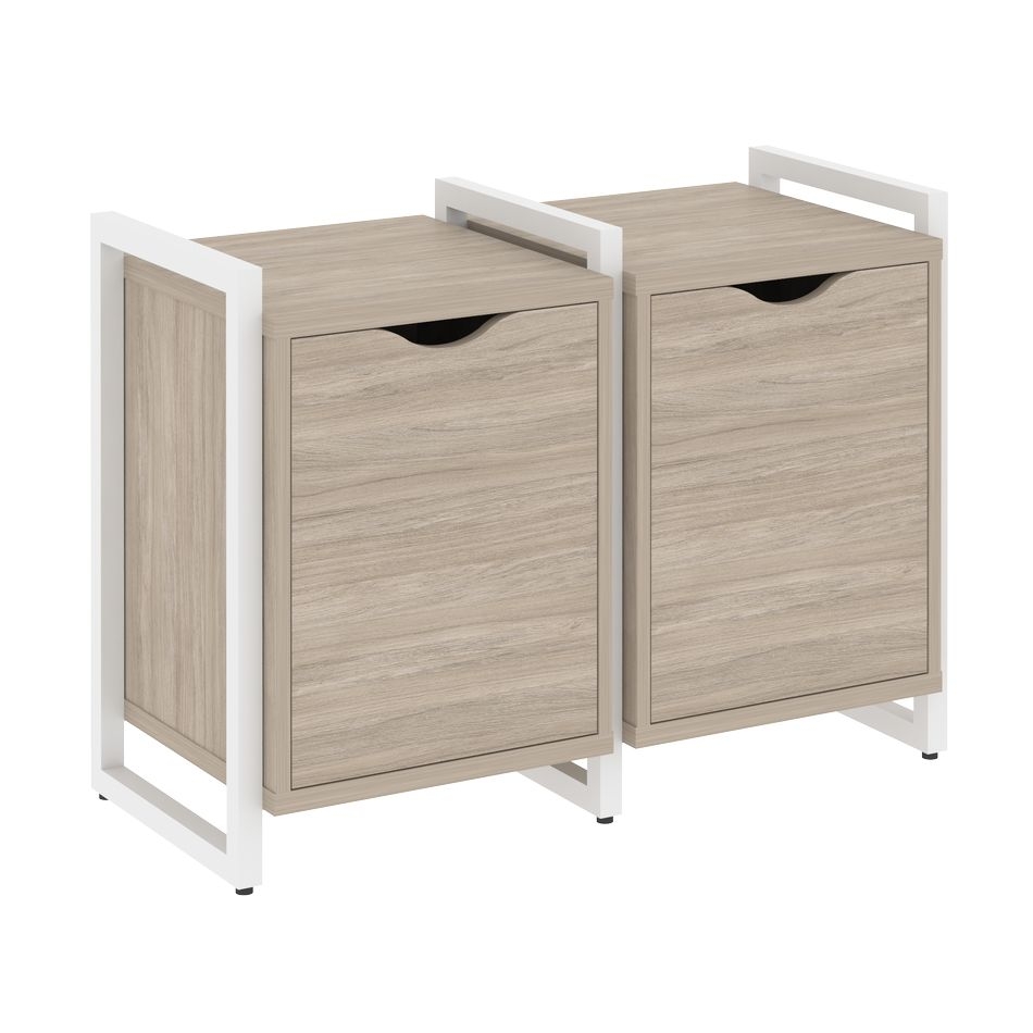 Тумба на регулируемых опорах наборная. Вариант №2 LOFT VR.L-TN-2.O Металл белый Дуб Аттик