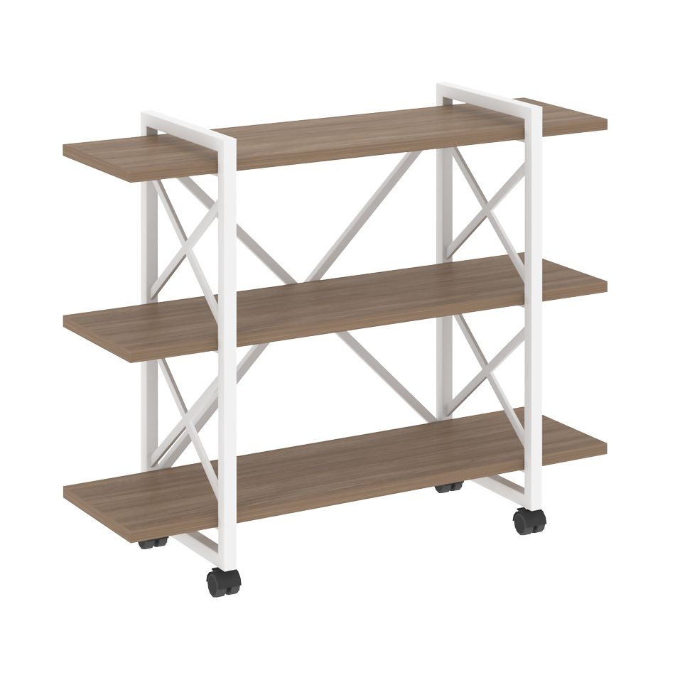 Стеллаж на колесных опорах - 3 полки LOFT  VR.L-MST.K-3.8V Металл белый Дуб Аризона