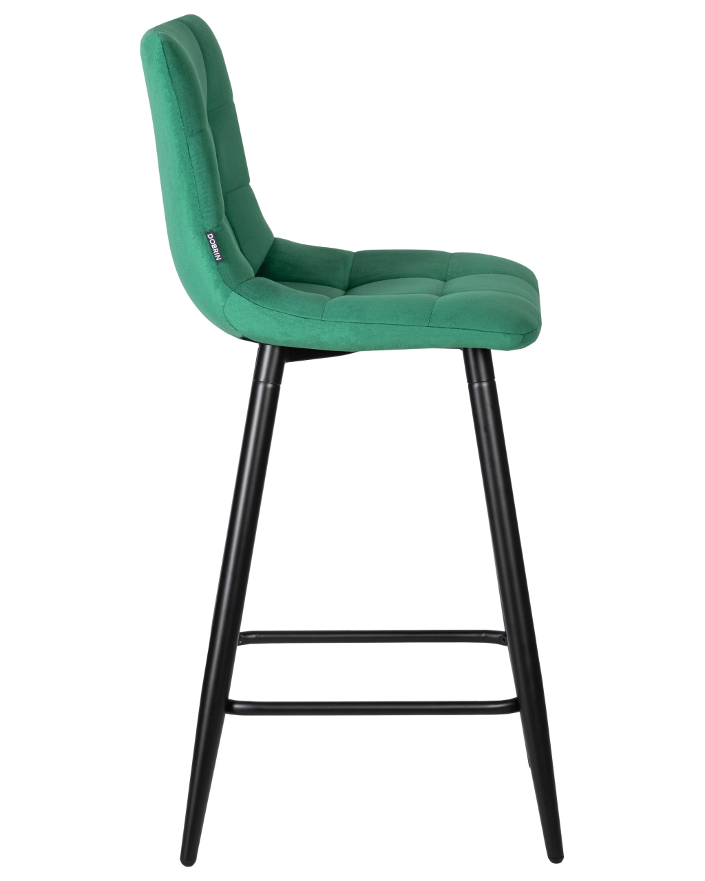 Стул полубарный DOBRIN OLIVIA (черные матовые ножки, зелёный велюр (108-64))