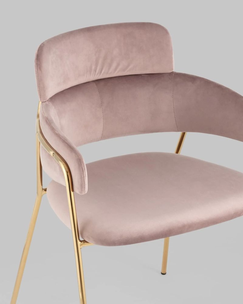 Стул Полин велюр розовый 2 шт. с золотыми ножками