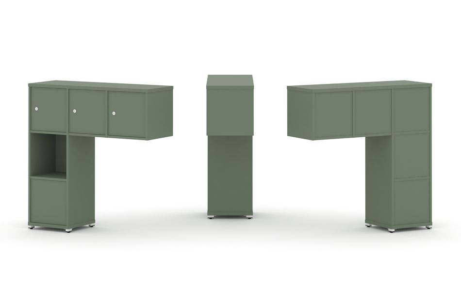 Надставка на стол низкая односторонняя + задняя стенка (5 шт.) + блок с 1-м ящиком (1 шт.) + распашной фасад (3 шт.) CONCEPT CN.ONN-006 Кобо Белый металл