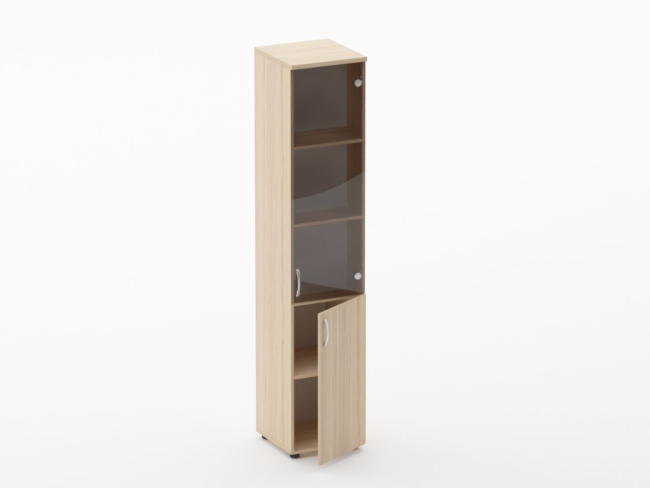 Шкаф высокий со стеклом Glassy 6.19.15Пр Бук светлый