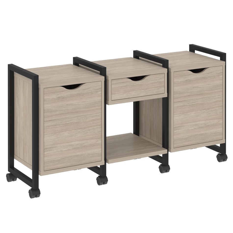 Тумба на колесных опорах наборная. Вариант №7 LOFT VR.L-TN-7.K Металл черный Дуб Аттик