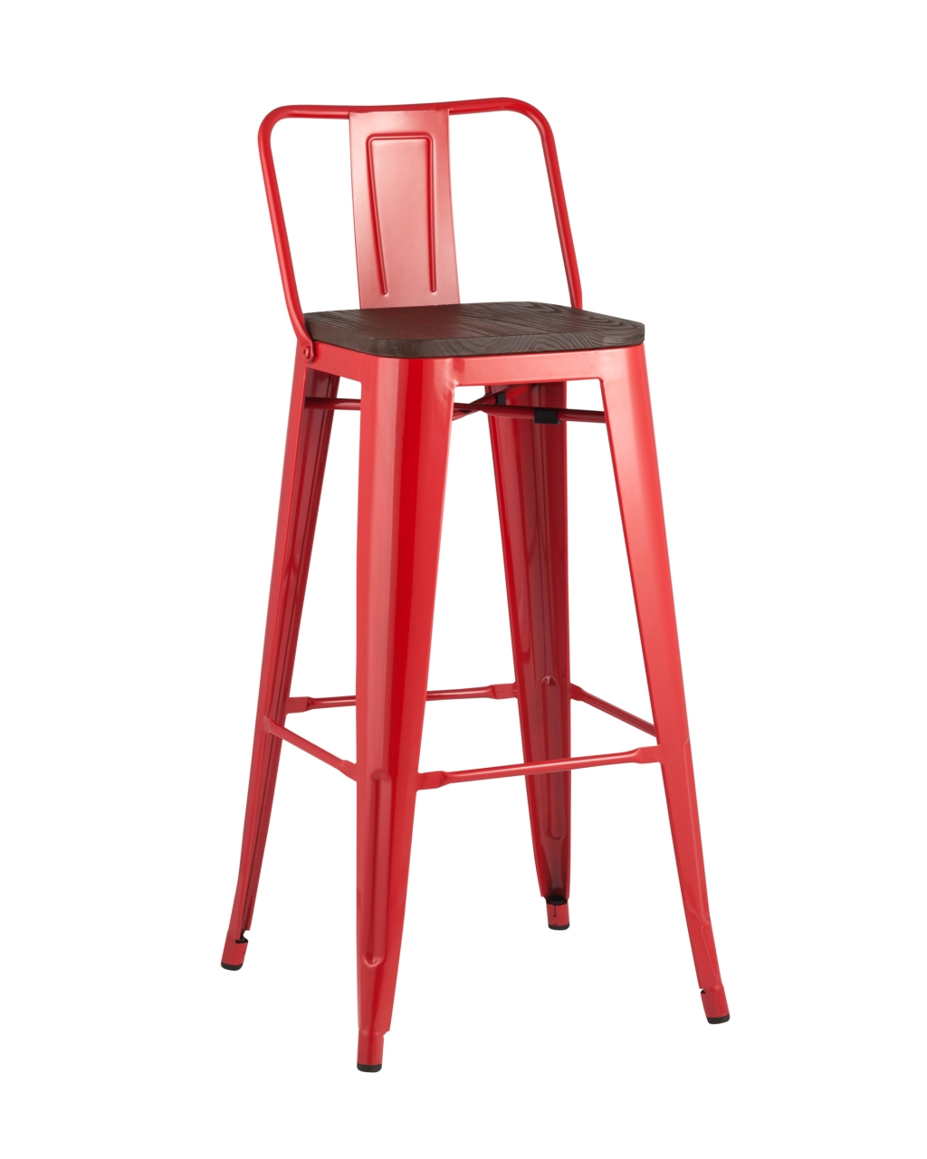 Стул барный Tolix Wood 75.5  со спинкой Красный