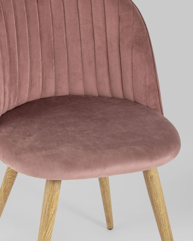 Обеденная группа стол Target 80x80, 4 стула Лион Страйпс велюр Розовый