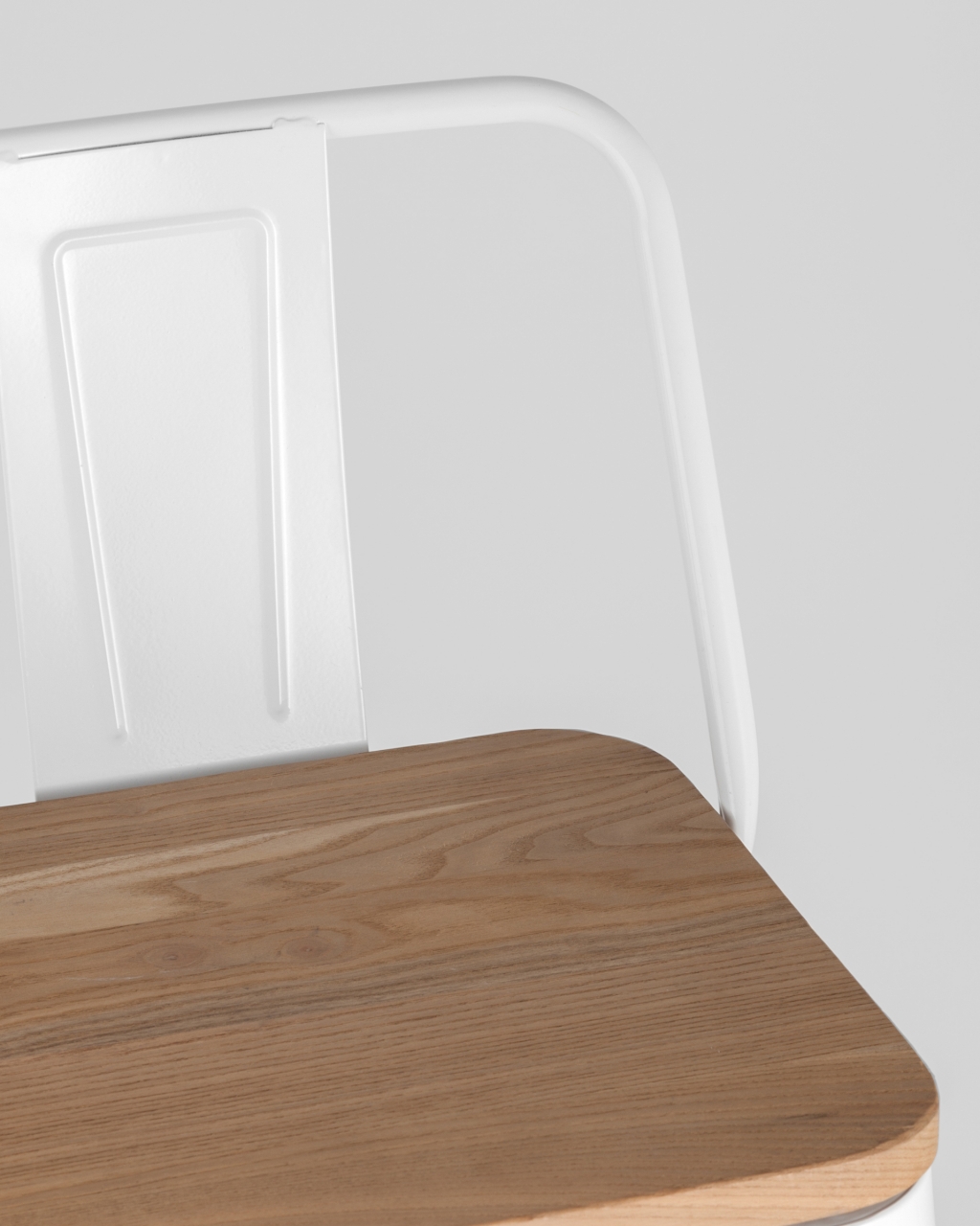 Стул барный Tolix Wood 75.5  со спинкой Белый