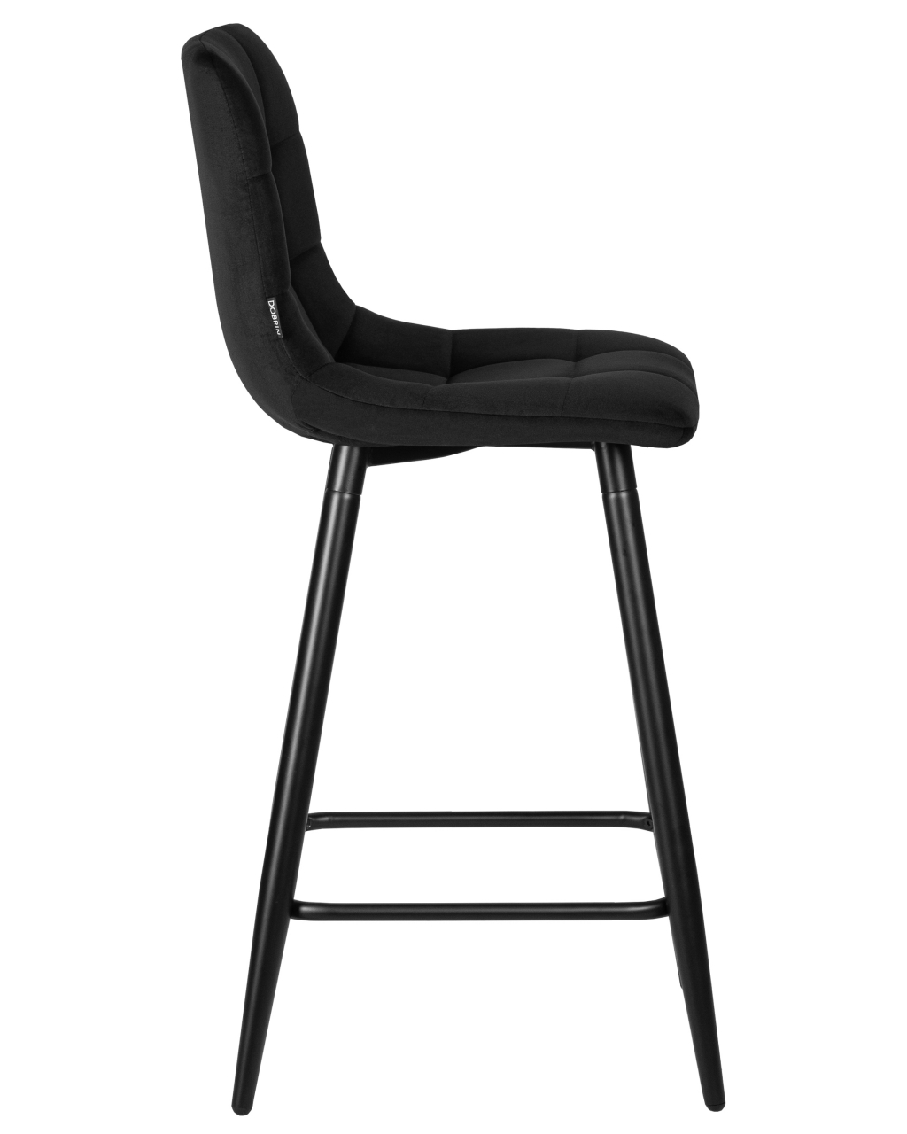 Стул полубарный DOBRIN OLIVIA (черные матовые ножки, черный велюр (108-77))