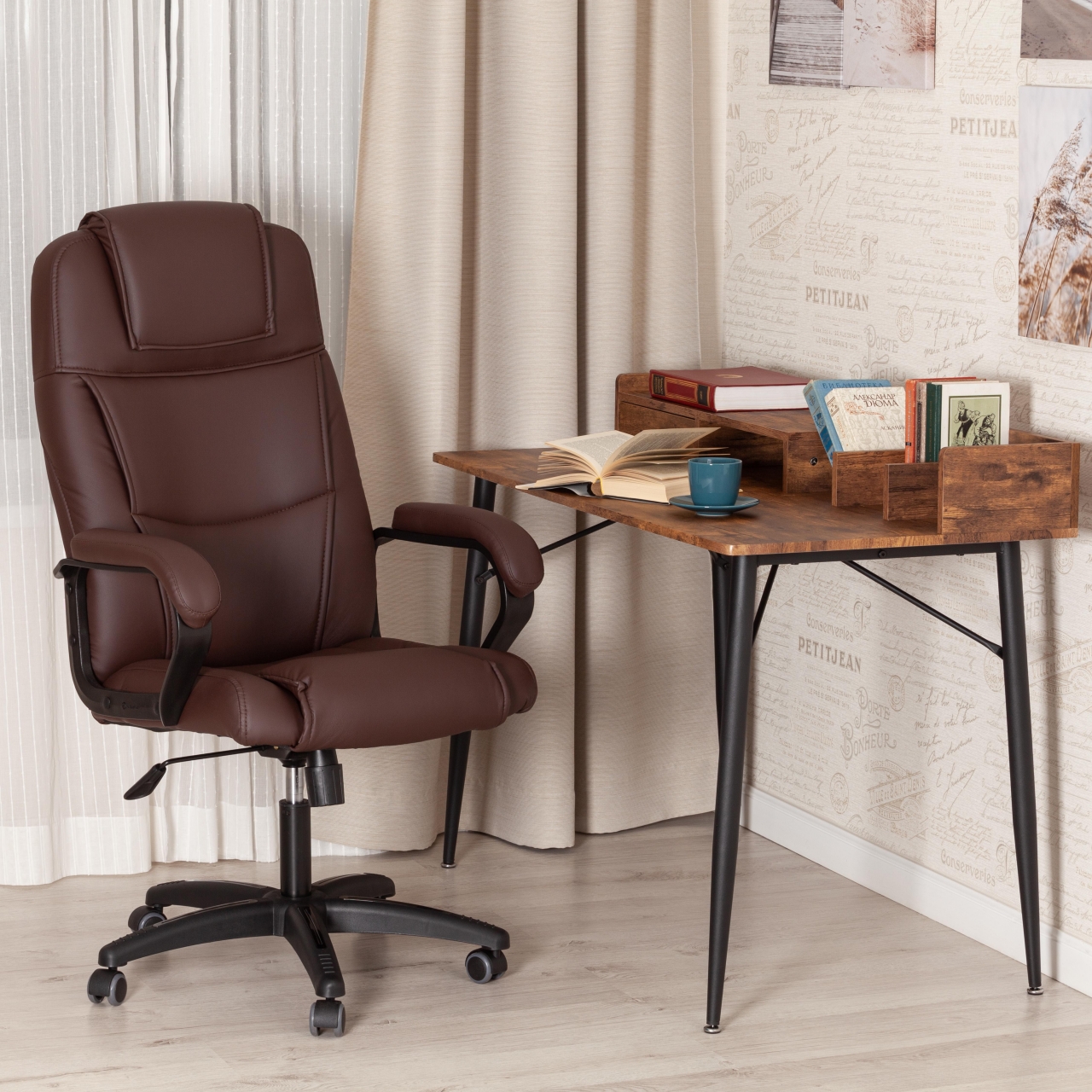 Кресло BERGAMO (22) кож/зам, коричневый, 36-36