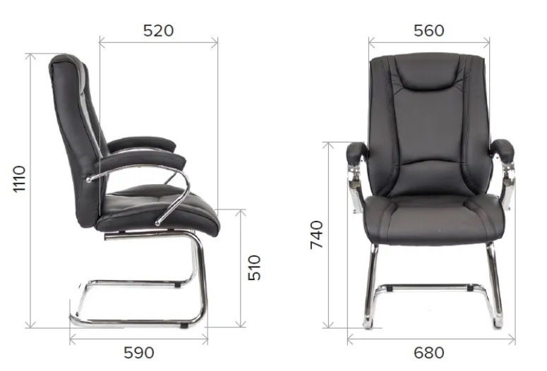 Кресло для посетителей King CF экокожа Черный