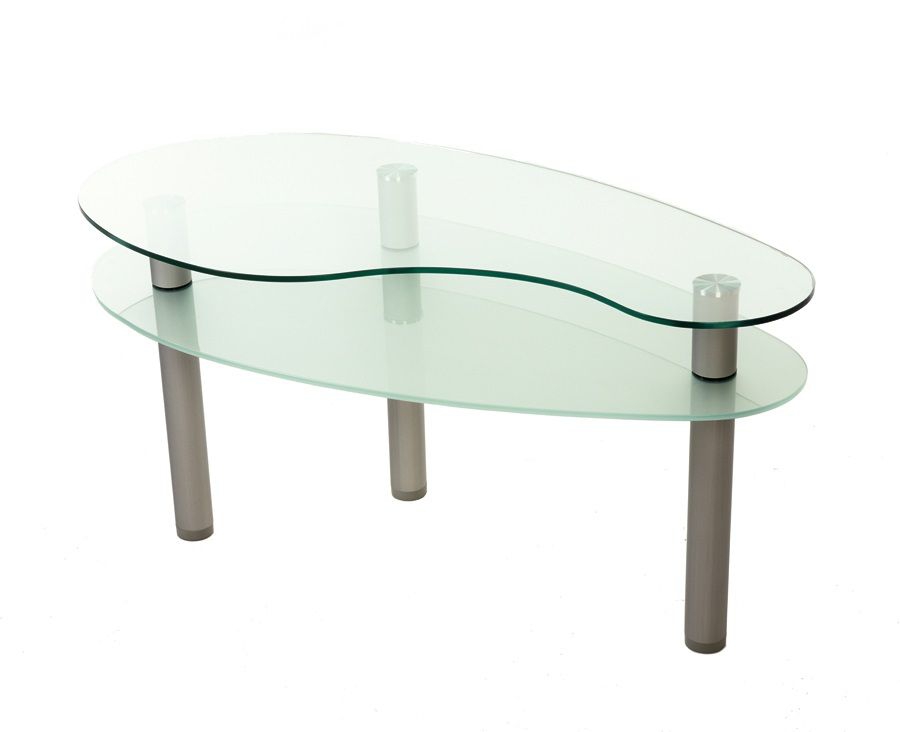 Стол журнальный Капля Серебро/прозрачное