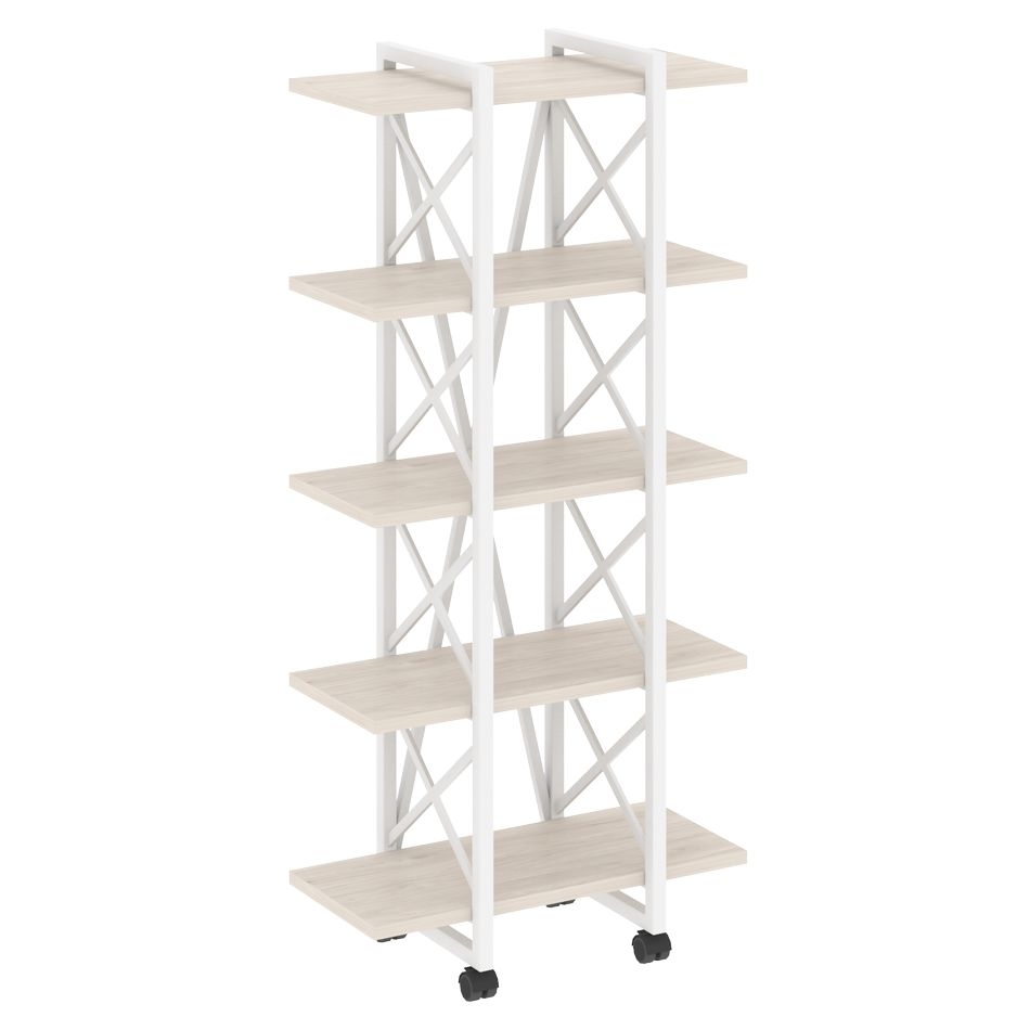 Стеллаж на колесных опорах - 5 полок LOFT VR.L-MST.K-5.4V Металл белый Денвер светлый