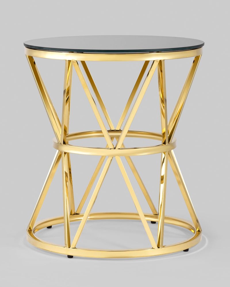 Журнальный стол ВИВА 50x50 Золото (стекло черное)