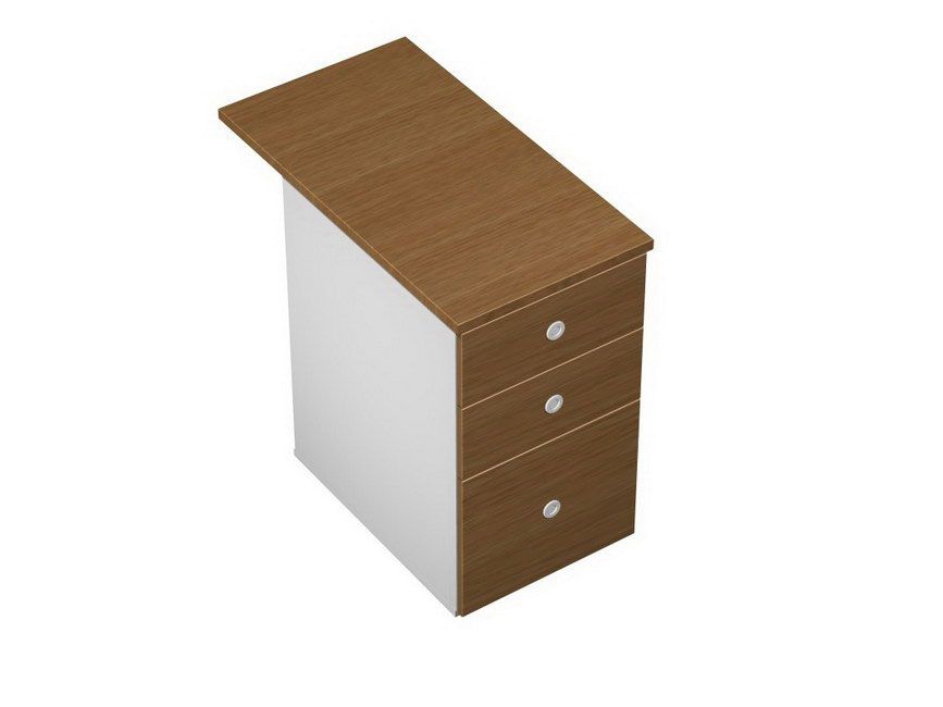 Тумба приставная 3-ящичная М с файловым ящиком и замком Profiquadro КВ 242 Орех ногаро/белый премиум