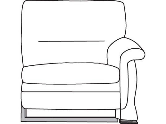 Кресельная секция с левым подлокотником Мальта хром 1Б Белая (кожа)