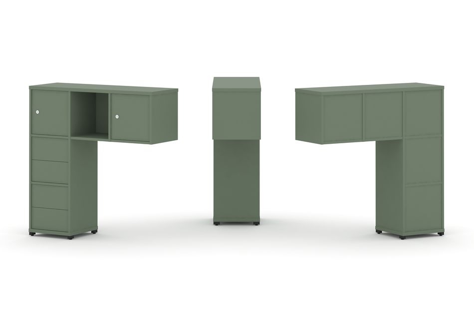 Надставка на стол низкая односторонняя + задняя стенка (5шт.) + блок с 2-мя ящиками (2шт.) + распашной фасад (2 шт.) CONCEPT CN.ONN-004 Кобо Черный металл