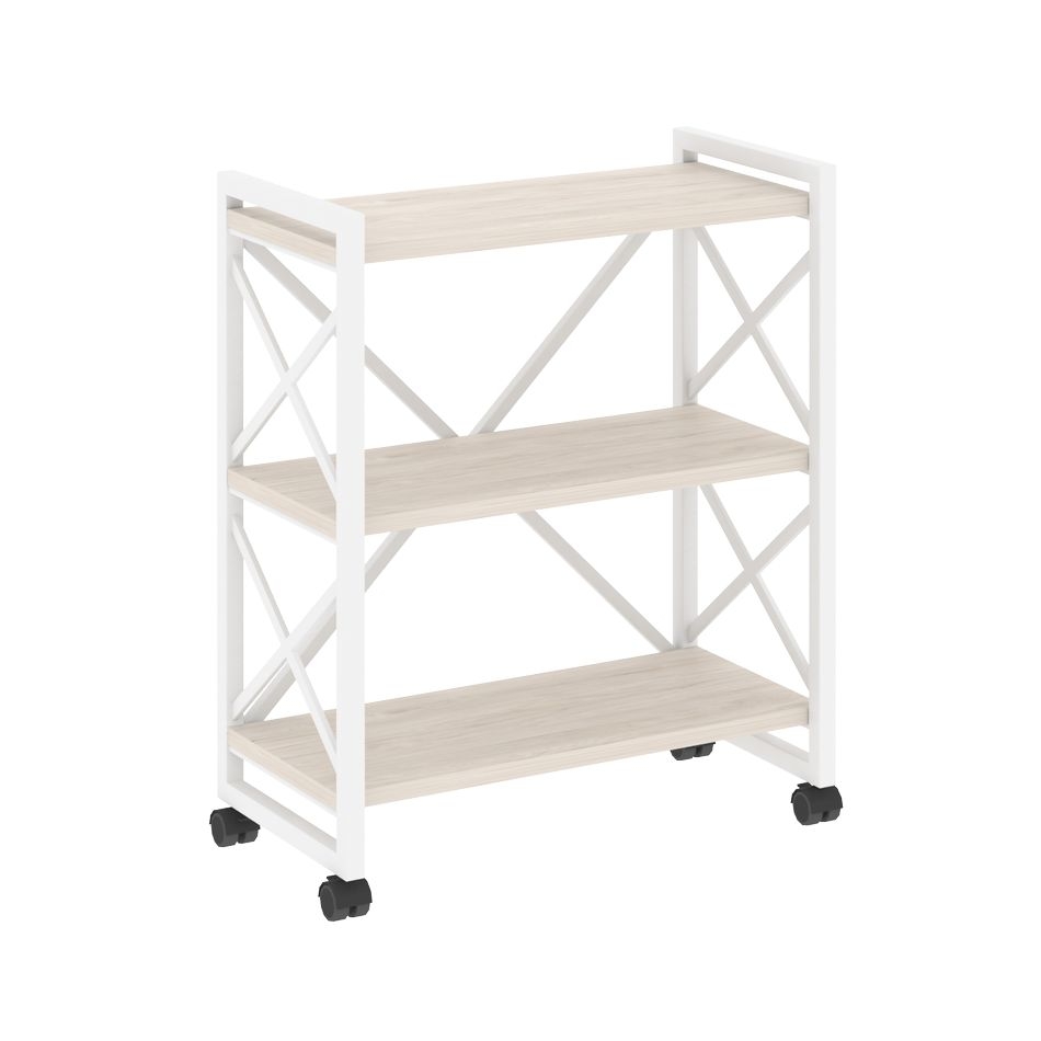 Стеллаж на колесных опорах - 3 полки LOFT  VR.L-MST.K-3.8 Металл белый Денвер светлый