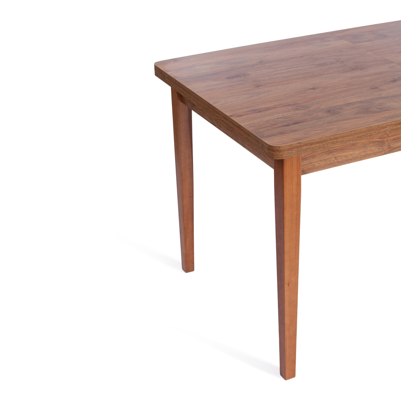 Стол обеденный AISHA (mod. 1151) ЛДСП+меламин/дерево граб, 130+35 х 80 х 75 см, walnut (орех)