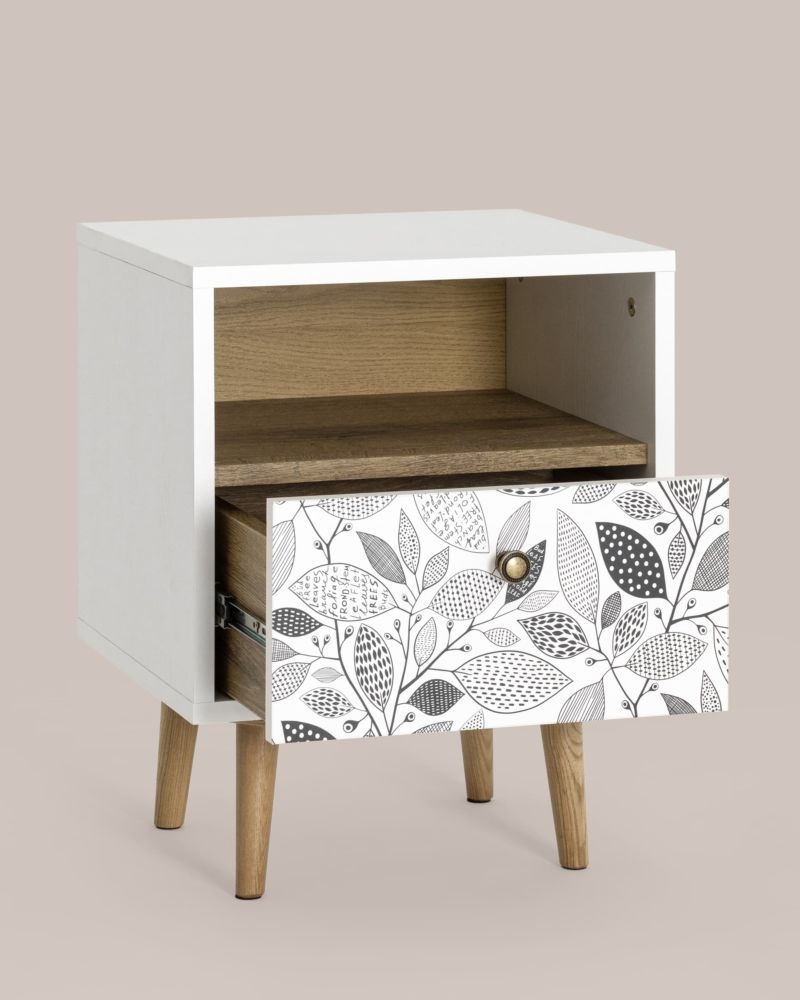 Тумбочка с открытой полкой Berber (ножки массив ясеня) 9 принт