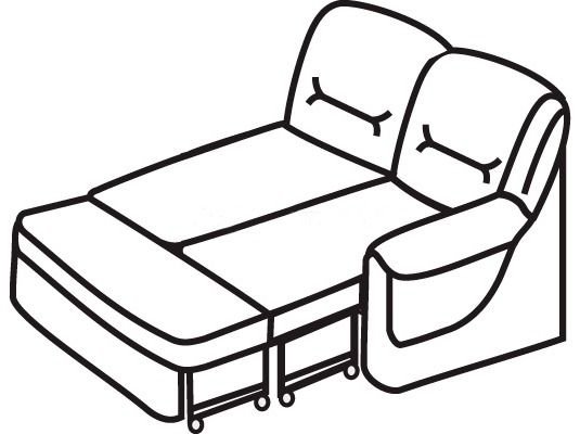 Секция двухместная раскладная с левым подлокотником Вавилон 2БР Оранжевая (кожа)