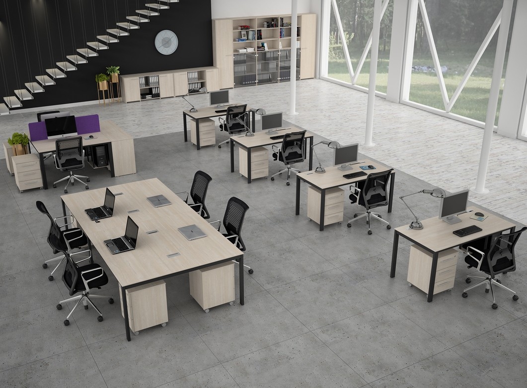 Стол-тандем на 2 рабочих места с кабель-каналом Саньяна N-47 Акация Морава