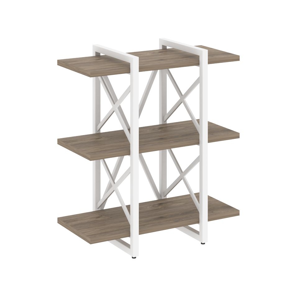 Стеллаж на регулируемых опорах - 3 полки LOFT VR.L-MST.O-3.4V Металл белый Тиквуд темный