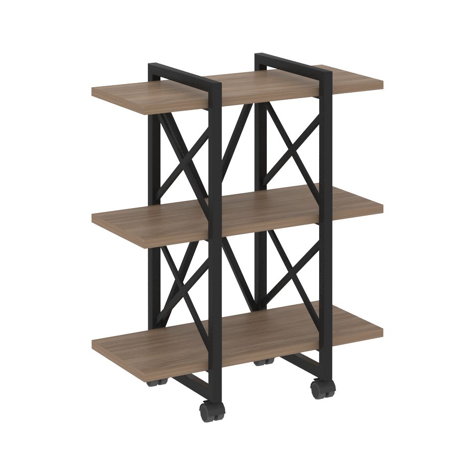 Стеллаж на колесных опорах - 3 полки LOFT  VR.L-MST.K-3.4V Металл черный Дуб Аризона