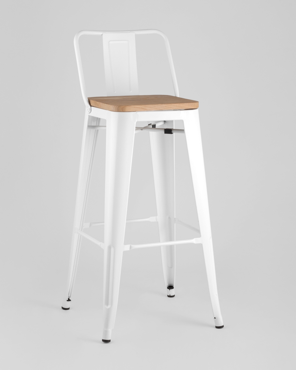 Стул барный Tolix Wood 75.5  со спинкой Белый