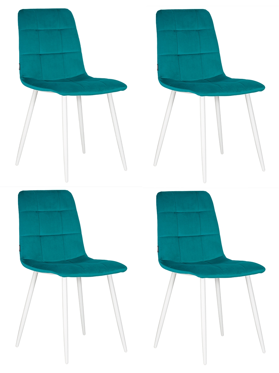 Стул обеденный DOBRIN CHILLY (Морской волны Holland 56, основание белое ) 4 шт